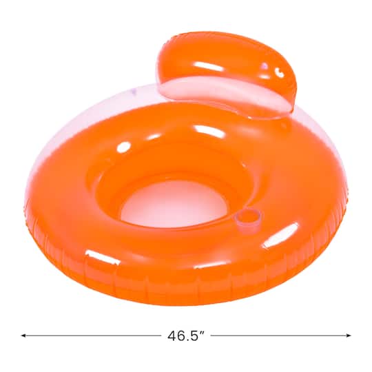 Pool Central 4ft. Orange Inflatable Inner Tube Pool Float with Backrest